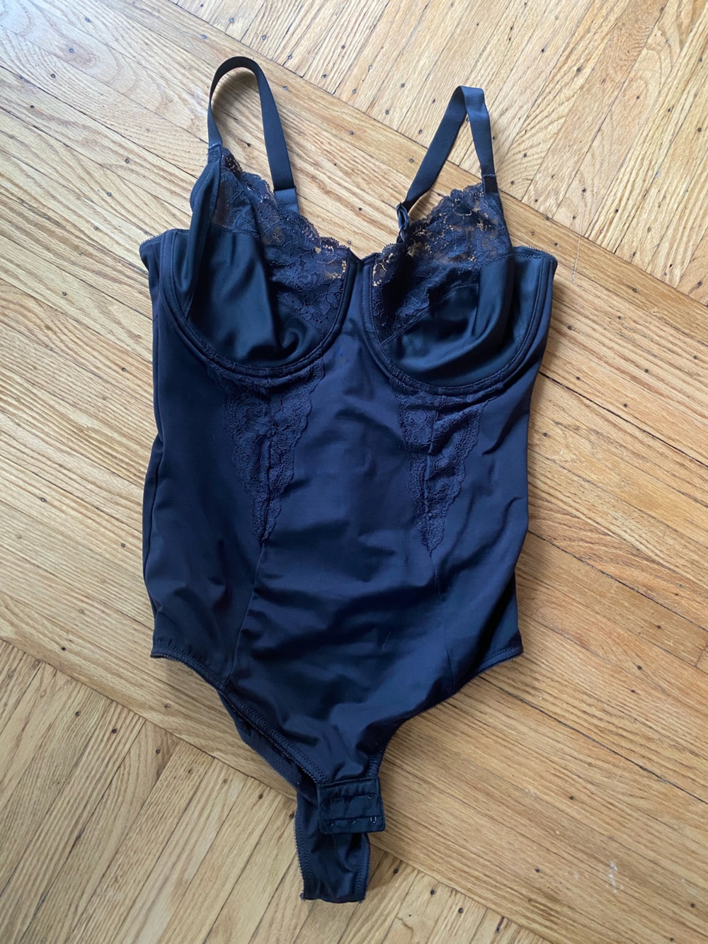 Maidenform Black Lace-Trim Bodysuit